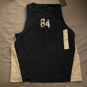 Wild Fable Navy and White Crop Top